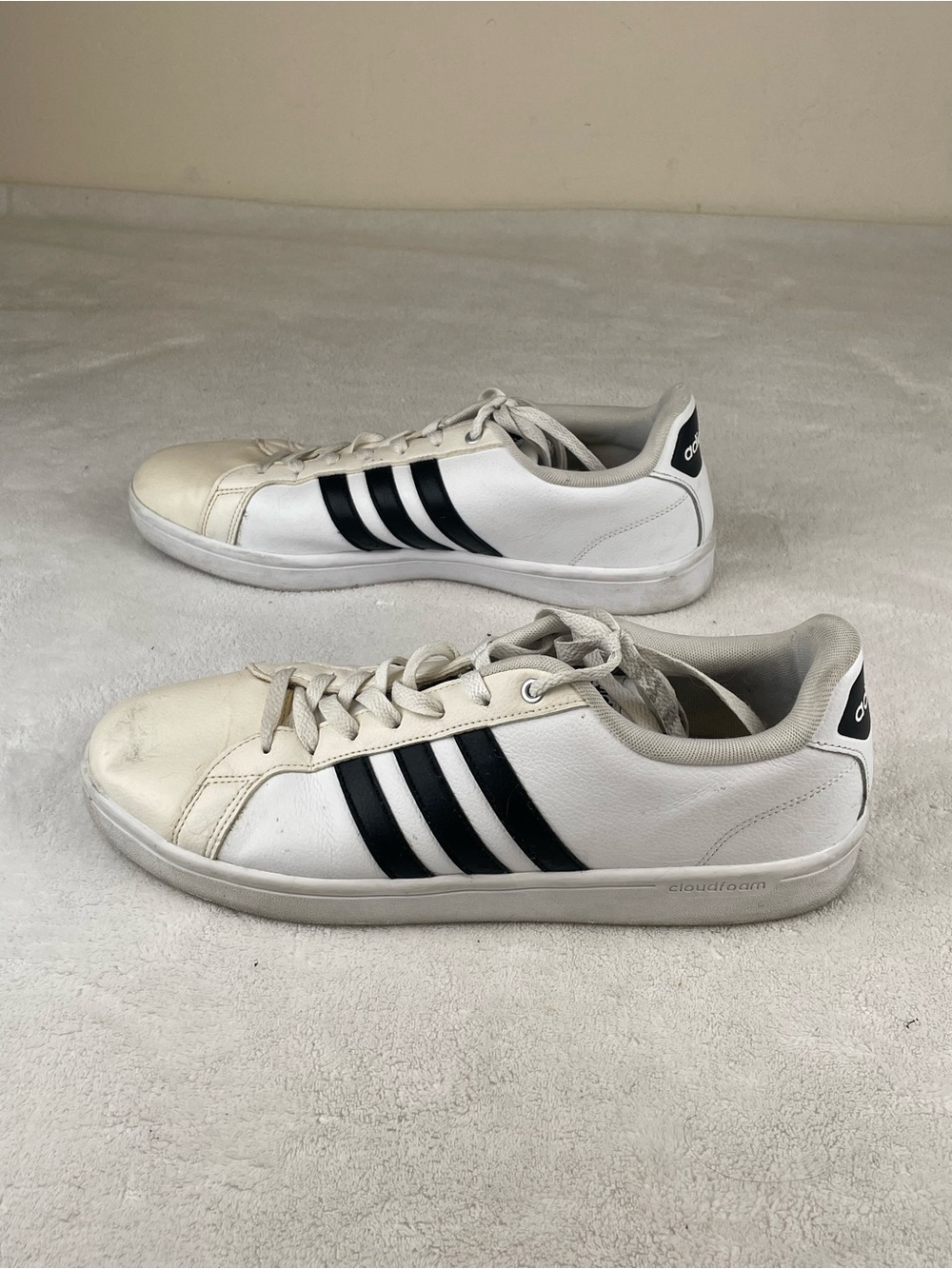 adidas Neo Cloud White Sneakers with Black Three Stripes